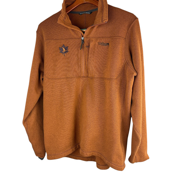 Sitka Gear Fortitude Pullover Sweatshirt Fleece Half Zip Rust Orange Men's Large - Picture 3 of 13